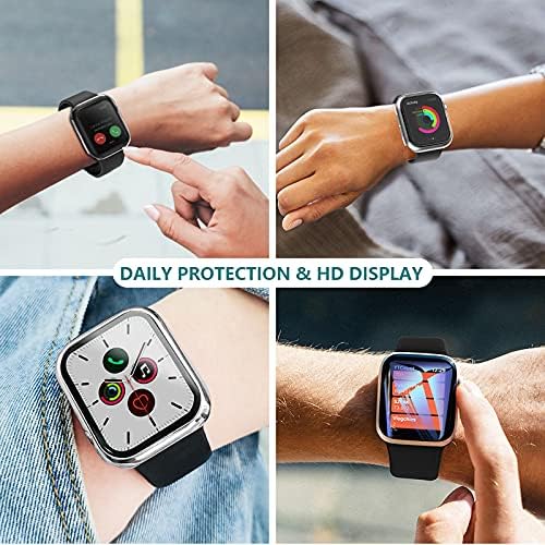 [2 ב -1] מארז אטום למים תואם למגן המסך של Apple Watch Series 7 סדרה 8 45 ממ, מחשב מגן על כיסוי פנים מובנה מזכוכית מזג